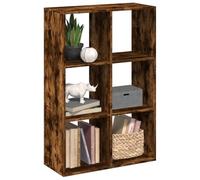 Yisssmeng Bibliothèque séparateur de pièce en chêne fumé 69,5 x 29 x 103,5 cm, 6 compartiments cubes, étagère en bois, design moderne et matériau robuste, miracle de rangement pour salon, chambre à