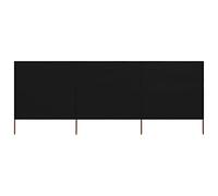 Yisssmeng Brise-vent en 3 parties - Noir - 400 x 160 cm - Pliable - En non-tissé et piquets en bois - Résistant aux intempéries - Hauteur : 190 cm - Peu encombrant - Pour balcon, terrasse, jardin et
