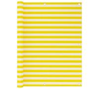 Yisssmeng Brise-vue pour balcon - Jaune et blanc - 120 x 600 cm - En polyéthylène haute densité - Résistant aux intempéries - Avec corde de 24 m - Résistant aux UV - Pour balcon, terrasse et jardin
