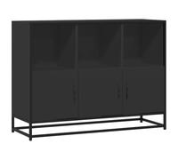 Yisssmeng Buffet 100 x 35 x 76 cm, commode noire au design industriel avec cadre en métal solide, armoire de rangement pour salon, couloir, bureau, construction robuste en bois