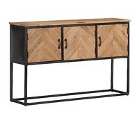 Yisssmeng Buffet 120 x 30 x 75 cm en bois massif d'acacia avec structure en fer, design industriel, robuste et durable, commode à 3 compartiments avec espace de rangement pour salon, chambre et