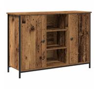 Yisssmeng Buffet 2 Portes Bois Ancien 100x35x70 cm Meuble de Rangement | Meuble bas rectangulaire avec 2 portes et pieds métalliques pour salon, salle à manger ou entrée au style contemporain.