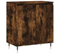 Yisssmeng Buffet 60 x 35 x 70 cm au design moderne en bois et pieds en fer, aspect chêne fumé, fixation murale incluse, miracle de rangement pour couloir, salon, chambre à coucher