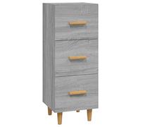 Yisssmeng Buffet à trois tiroirs, gris, sonoma - 34,5 x 34 x 90 cm - En bois d'eucalyptus et pieds en bois d'eucalyptus - Design moderne - Avec support mural - Pour couloir, salon, chambre à coucher