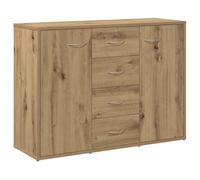 Yisssmeng Buffet Artisan Chêne 88 x 30 x 64 cm en matériau dérivé du bois, haut moderne avec 4 tiroirs et 2 portes, commode pour couloir, salon, chambre à coucher, couloir et bureau