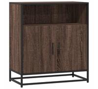 Yisssmeng Buffet aspect chêne marron, commode avec structure en métal, armoire de rangement industrielle pour couloir et salon, 68 x 35 x 76 cm, bois