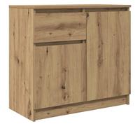 Yisssmeng Buffet avec tiroir - 71 x 35 x 65 cm - Chêne artisanal - Matériau en bois massif - Moderne - Montage individuel pour salon, couloir et chambre à coucher