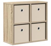 Yisssmeng Buffet Bas 4 Tiroirs Chêne Sonoma 49,5x22x47 cm | Ce meuble de rangement compact s'intègre avec élégance dans votre salon ou entrée pour organiser vos objets du quotidien.