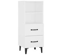 Yisssmeng Buffet blanc 34,5 × 34 × 90 cm, en bois dérivé du bois, 2 tiroirs + 2 compartiments, buffet haut étroit pour couloir, chambre à coucher, salon