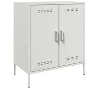 Yisssmeng Buffet blanc 68 x 39 x 79 cm en acier, design industriel moderne avec 4 compartiments, construction métallique robuste, buffet haut peu encombrant pour salon, chambre à coucher et couloir