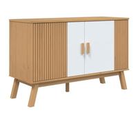 Yisssmeng Buffet Bois Massif Pin Olden Meuble Blanc Marron 114x43x73.5cm