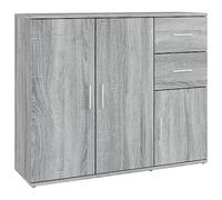 Yisssmeng Buffet Commode Sonoma Gris 91x29,5x75 cm Bois d'Ingénierie | Meuble bas élégant pour salon et entrée, rangement structuré avec plateau pour objets déco et kit d'ancrage mur.