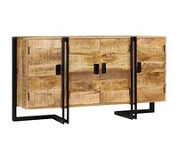Yisssmeng Buffet en bois de manguier 150 x 40 x 80 cm, en bois massif avec structure en acier, buffet moderne avec beaucoup d'espace de rangement, buffet haut industriel pour salon, chambre à coucher