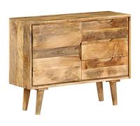 Yisssmeng Buffet en bois de manguier massif 90 x 30 x 69 cm - Commode vintage avec 3 tiroirs et 2 compartiments - Pour couloir, salon, chambre à coucher - Fait main