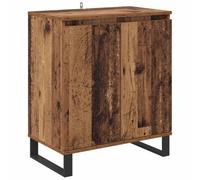 Yisssmeng Buffet en bois recyclé 60 x 35 x 70 cm avec 2 portes et pieds en fer - Design industriel moderne - Robuste et élégant - Pour salon, couloir, chambre à coucher