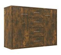 Yisssmeng Buffet en chêne fumé 88 x 30 x 65 cm avec 4 tiroirs et 2 portes - Buffet haut compact moderne pour couloir, chambre à coucher, salon comme armoire de rangement Chest of Drawers