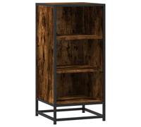 Yisssmeng Buffet en chêne fumé, commode avec 3 compartiments ouverts, armoire en bois et structure en métal, design industriel pour salon, 35,5 x 35 x 76 cm