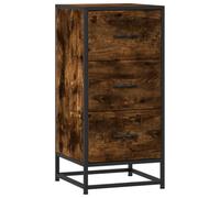 Yisssmeng Buffet en chêne fumé, commode avec 3 tiroirs et porte, armoire d'appoint au design industriel, armoire stable avec structure en métal, 35,5 x 35 x 76 cm