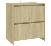 Yisssmeng Buffet en chêne Sonoma - 70 x 41 x 75 cm - Surface en bois massif - Beaucoup d'espace de rangement derrière 4 portes - Design moderne avec fixation murale - Pour salon, couloir, chambre à