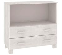Yisssmeng Buffet en Pin Massif Blanc 85x35x80 cm Meuble de Rangement HAMAR