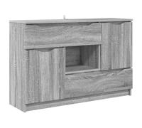 Yisssmeng Buffet gris Sonoma 100 x 30 x 65,6 cm en bois avec tiroir et 2 portes Design moderne robuste et élégant pour salon, couloir, chambre à coucher