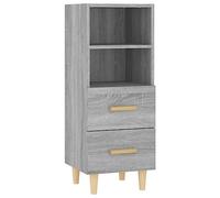 Yisssmeng Buffet gris Sonoma 34,5 x 34 x 90 cm en bois - Design moderne avec 2 tiroirs et 2 étagères - Commode élégante pour couloir, salon et chambre à coucher