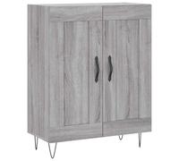 Yisssmeng Buffet gris Sonoma 69,5 x 34 x 90 cm en bois avec pieds en métal, design moderne avec surface résistante aux rayures, miracle de rangement pour couloir, chambre et salon