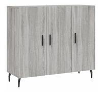 Yisssmeng Buffet gris Sonoma 90 x 34 x 80 cm en bois robuste avec pieds en métal Design moderne avec grand espace de rangement pour salon, couloir, chambre à coucher