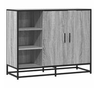 Yisssmeng Buffet gris Sonoma - Commode avec cadre en métal solide - Armoire à 2 portes - Rangement industriel pour salon ou couloir - 92 x 35 x 76 cm