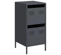 Yisssmeng Buffet Haut 2 Tiroirs Acier Anthracite 35x39x73,5 cm