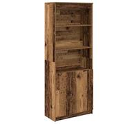 Yisssmeng Buffet Haut 70x35x180 cm Bois d'Ingénierie Vieux Bois | Meuble de rangement polyvalent 5 étagères avec porte pour salon salle à manger entrée et bureau aspect bois vieilli