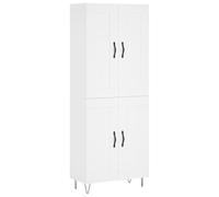 Yisssmeng Buffet haut blanc 69,5 x 34 x 180 cm en bois avec pieds en fer, buffet moderne et robuste, avec beaucoup d'espace de rangement pour salon, chambre à coucher, couloir