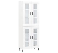 Yisssmeng Buffet haut blanc 69,5 x 34 x 180 cm en bois avec pieds en métal, design moderne, miracle de rangement pour salon, chambre à coucher et couloir