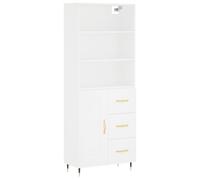 Yisssmeng Buffet haut blanc 69,5 x 34 x 180 cm en bois avec pieds en métal, design moderne, miracle de rangement pour salon, chambre à coucher et couloir