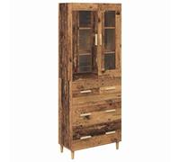 Yisssmeng Buffet Haut Bois Ancien 3 Tiroirs 2 Portes 69,5x34x180 cm | Meuble de rangement polyvalent pour salon et salle à manger avec 3 tiroirs spacieux et 2 portes, style scandinave.