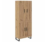 Yisssmeng Buffet haut de 180 cm en chêne artisanal avec 4 portes et verre, armoire à commode, en bois d'ingénierie, pour salon, couloir, chambre à coucher, buffet peu encombrant, étroit, moderne