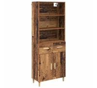 Yisssmeng Buffet haut en bois recyclé - 69,5 x 32,5 x 180 cm - 2 tiroirs, 2 portes à charnière - Charge maximale : 120 kg - Buffet moderne pour salle à manger, couloir et chambre à coucher