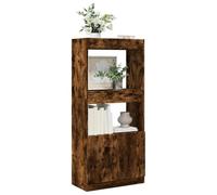 Yisssmeng Buffet haut en chêne fumé, 63 x 33 x 140 cm, en matériau dérivé du bois, avec capacité de charge de 80 kg, étagère moderne sur pied, armoire étroite pour salon, bureau, chambre à coucher