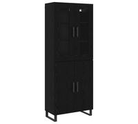 Yisssmeng Buffet Haut Ensemble de 2 Pcs Chêne Noir 69,5x34x180 cm | Rangement modulable élégant avec portes vitrées et pieds métalliques, idéal pour la salle à manger ou le salon moderne.