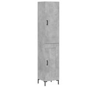 Yisssmeng Buffet haut gris béton 34,5 x 34 x 180 cm en bois avec pieds en métal - Miracle de rangement moderne pour salon, couloir et chambre à coucher