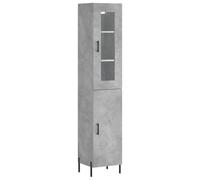 Yisssmeng Buffet haut gris béton 34,5 x 34 x 180 cm, matériau à base de bois et métal, design moderne avec 2 supports de buffet de 90 cm, miracle de rangement pour salon, chambre à coucher et couloir