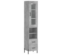 Yisssmeng Buffet haut gris béton 34,5 x 34 x 180 cm - Matériau du bois avec pieds en métal - Design moderne et robuste - Pour salon, couloir, chambre à coucher