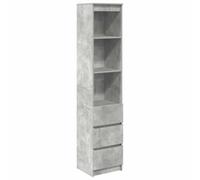 Yisssmeng Buffet Haut Gris Béton 37,5x35x180 cm Armoire Rangement Bois | Meuble colonne gain de place avec 3 tiroirs et 3 étagères. Idéal pour le salon, la salle à manger ou le bureau.