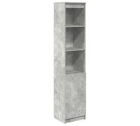Yisssmeng Buffet Haut Gris Béton 37,5x35x180 cm Bois d'Ingénierie | Meuble colonne à 5 niveaux idéal pour salon et entrée. Structure stable en bois ingénierie facile à entretenir.