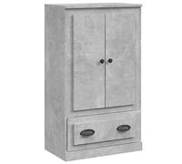 Yisssmeng Buffet Haut Gris Béton 60x35,5x103,5 cm Bois d'Ingénierie | Meuble de rangement vertical compact avec étagères spacieuses, idéal pour organiser le salon, la cuisine ou le bureau.