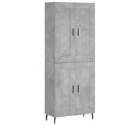 Yisssmeng Buffet haut gris béton 69,5 x 34 x 180 cm avec pieds en fer, commode de rangement en bois dérivé du bois, buffet moderne pour salon, chambre à coucher et couloir