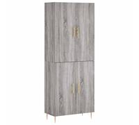 Yisssmeng Buffet haut gris Sonoma 69,5 x 34 x 180 cm, matériau à base de bois et métal, meuble multifonction moderne avec beaucoup d'espace de rangement pour salon, chambre à coucher, couloir