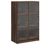 Yisssmeng Buffet haut marron chêne 68 x 37 x 109 cm avec 6 compartiments en bois dérivé du bois - Armoire d'appoint moderne avec portes pour salon, chambre à coucher, couloir, commode