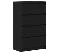 Yisssmeng Buffet haut noir aspect chêne 60 x 35 x 98,5 cm avec 4 tiroirs, matériau à base de bois, design moderne et robuste, petite armoire pour couloir, salon et chambre à coucher