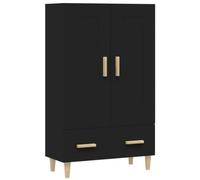 Yisssmeng Buffet haut scandinave - Noir - 70 x 31 x 115 cm - En bois et eucalyptus - Avec 2 compartiments et 1 tiroir - Commode de rangement pour salon, chambre à coucher et couloir
